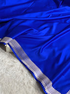 Royal Blue Shade Handwoven Kataan Mashru Silk Saree