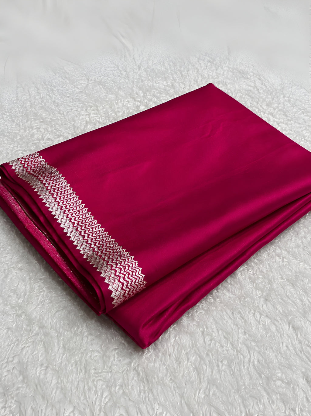 Hot Pink Shade Handwoven Kataan Mashru Silk Saree
