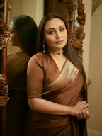 Rani Mukherjee Ma'am Inspired Coffee Brown Shade Handwoven Khaddi Chiffon Georgette Saree