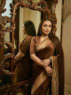 Rani Mukherjee Ma'am Inspired Coffee Brown Shade Handwoven Khaddi Chiffon Georgette Saree