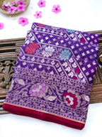(Pre-Order) Purple Shade Handwoven Muslin Kora Ektara Jamdani Saree