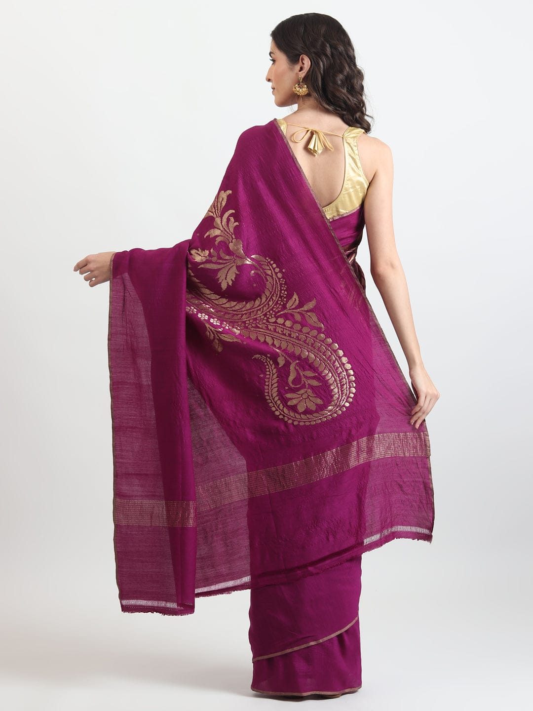 Rani Pink Shade Handwoven Munga Tussar Georgette