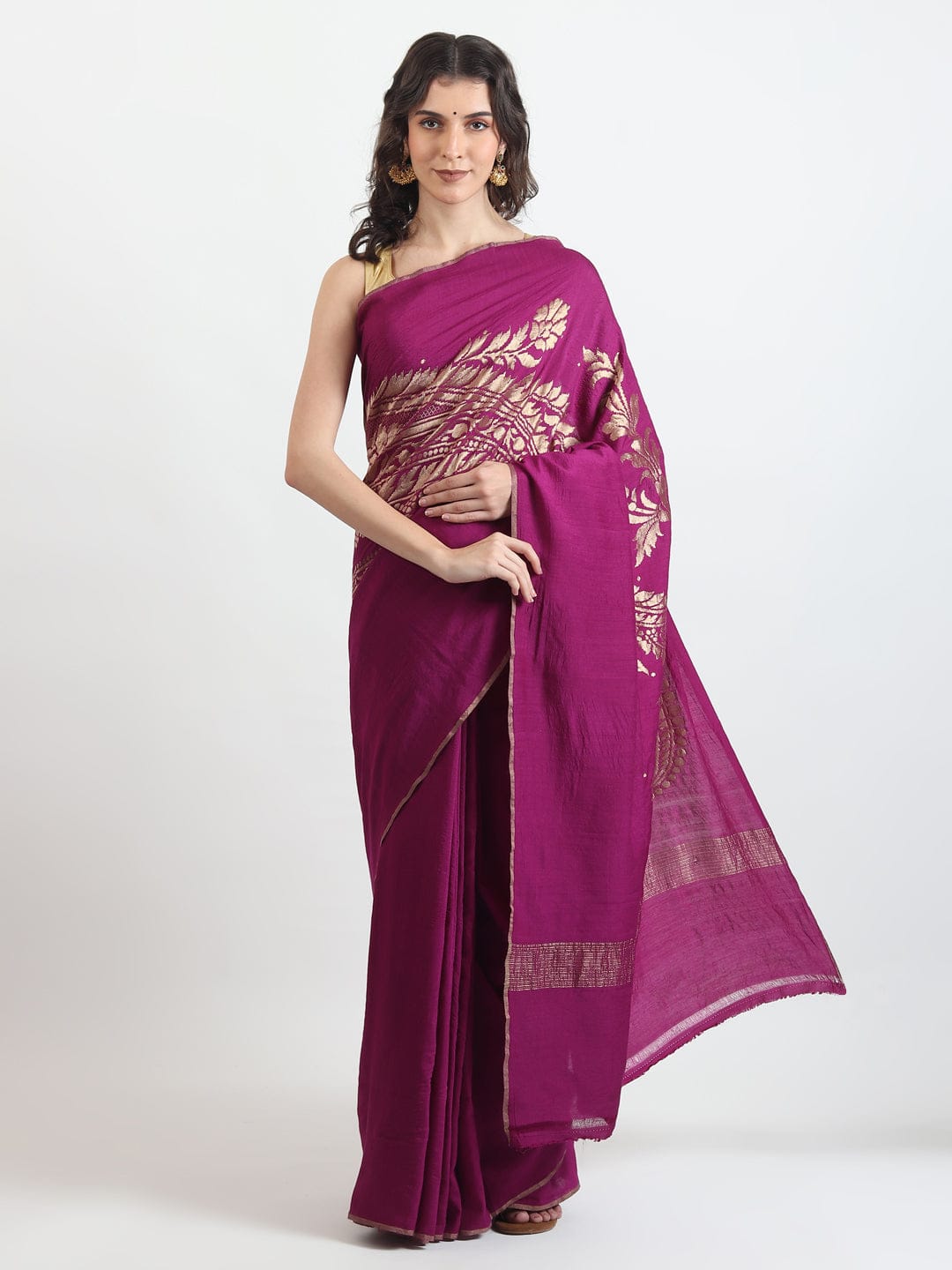 Rani Pink Shade Handwoven Munga Tussar Georgette