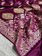 Purple Shade Handwoven Kataan Mashru Silk Tilfi Meena
