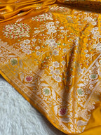 Gold Shade Handwoven Kataan Mashru Silk Tilfi Meena