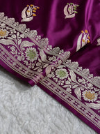 Purple Shade Handwoven Kataan Mashru Silk Tilfi Meena