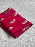 Hot Pink Shade Handwoven Kataan Mashru Silk Tilfi Meena