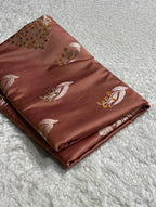 Antique Brown Shade Handwoven Kataan Mashru Silk Tilfi Meena