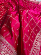 Rani Pink Shade Handwoven Kataan Mashru Silk Saree