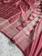Mauve Pink Shade Handwoven Kataan Mashru Silk Saree