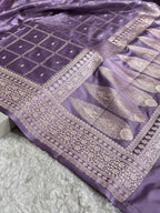 Lavender Shade Handwoven Kataan Mashru Silk Saree