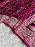 Cherry shade Handwoven Kataan Mashru Silk Saree