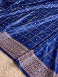 Ink Blue Shade Handwoven Kataan Mashru Silk Saree