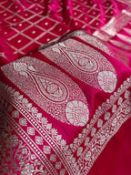 Rani Pink Shade Handwoven Kataan Mashru Silk Saree
