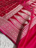 Rani Pink Shade Handwoven Kataan Mashru Silk Saree
