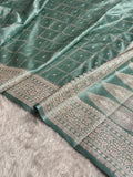 Pistachio Green Shade Handwoven Kataan Mashru Silk Saree