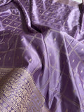 Lavender Shade Handwoven Kataan Mashru Silk Saree