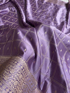 Lavender Shade Handwoven Kataan Mashru Silk Saree