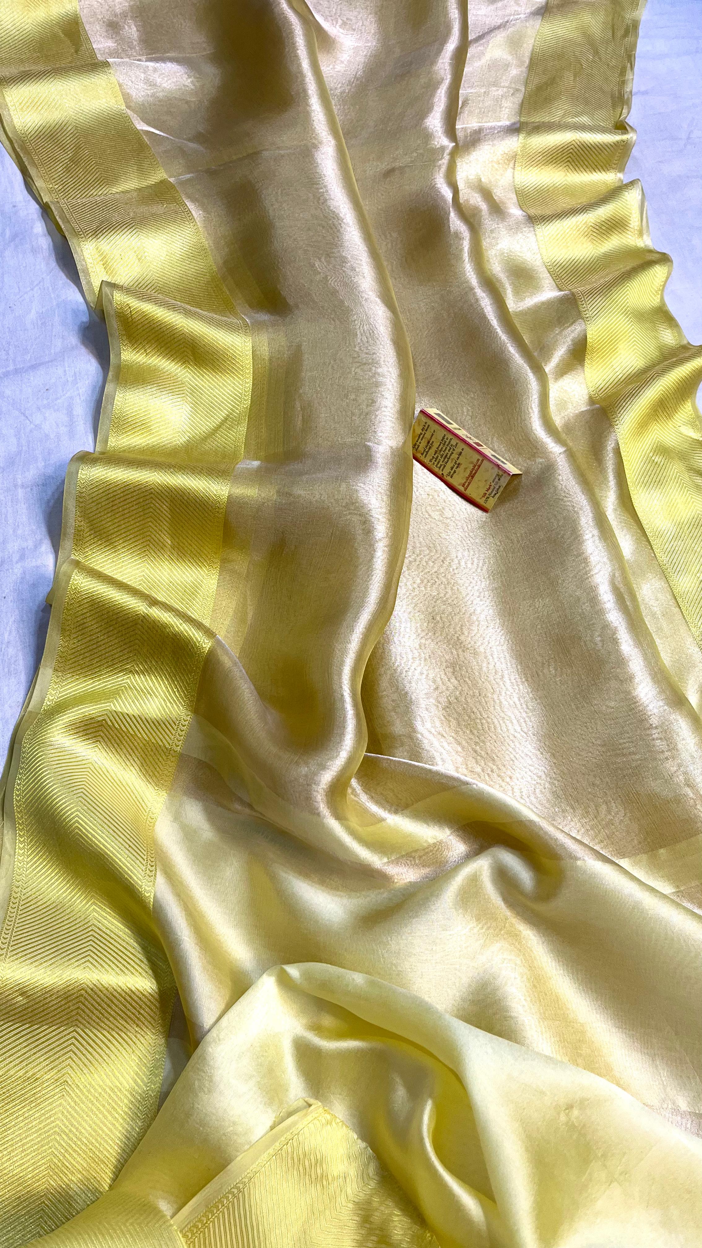 Molten Gold Shade Handwoven Reshmi Tissue Silk