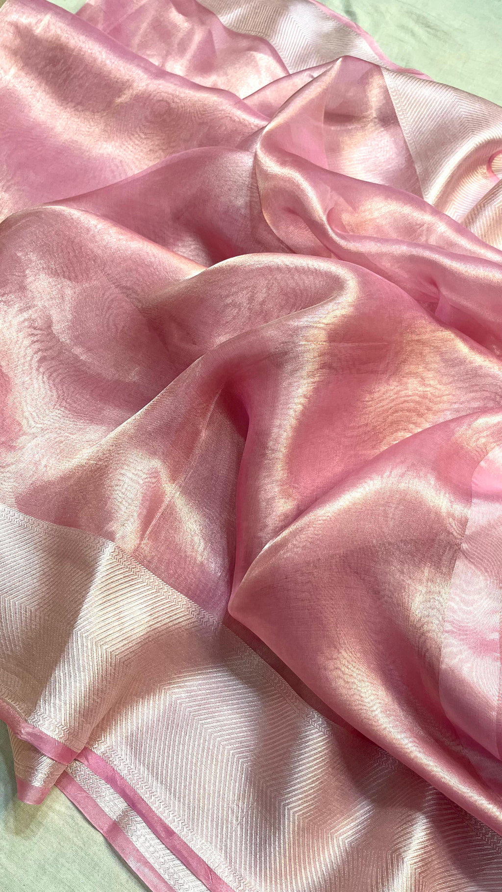 Baby Pink Shade Handwoven Reshmi Tissue Silk