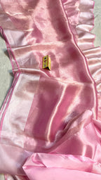 Baby Pink Shade Handwoven Reshmi Tissue Silk