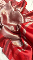 Bridal Red Shade Handwoven Reshmi Tissue Silk