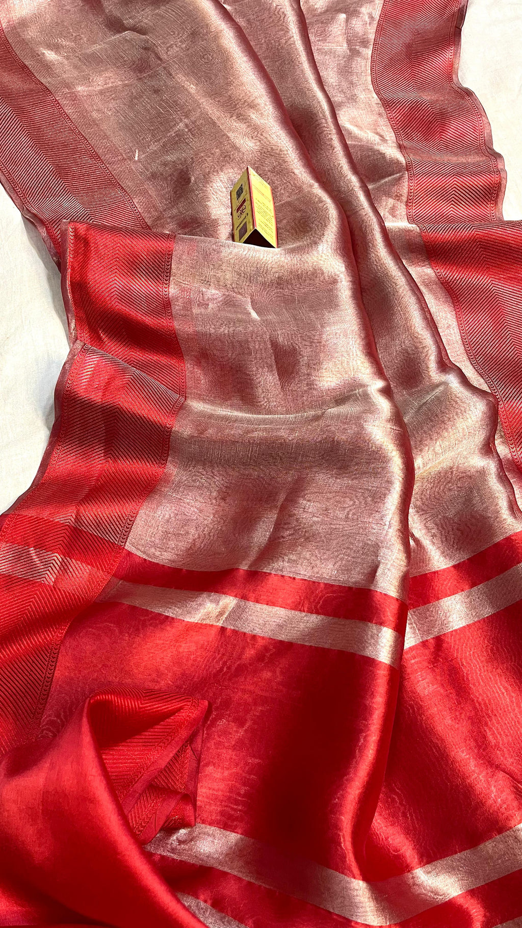 Bridal Red Shade Handwoven Reshmi Tissue Silk