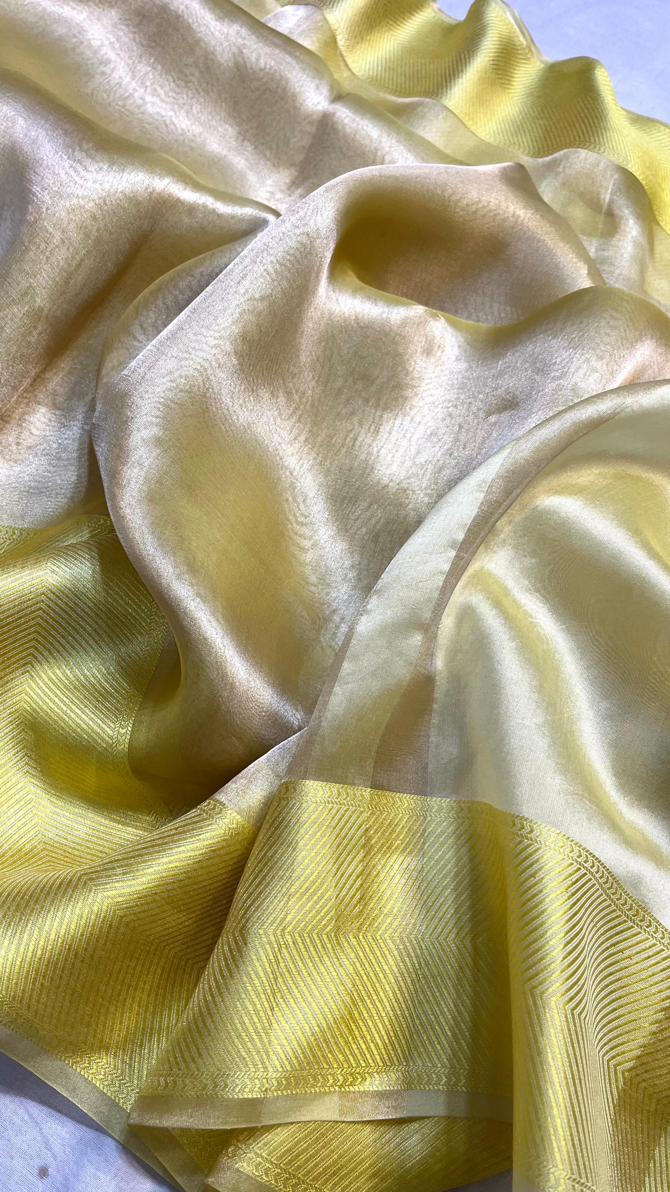 Molten Gold Shade Handwoven Reshmi Tissue Silk