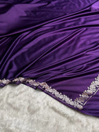 Purple Shade Handwoven Kataan Mashru Silk Saree