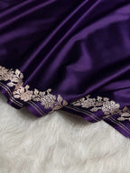 Purple Shade Handwoven Kataan Mashru Silk Saree