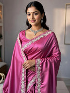 Mauve Pink Shade Handwoven Kataan Mashru Silk Saree