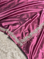 Mauve Pink Shade Handwoven Kataan Mashru Silk Saree