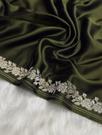Mehendi Green Shade Handwoven Kataan Mashru Silk Saree