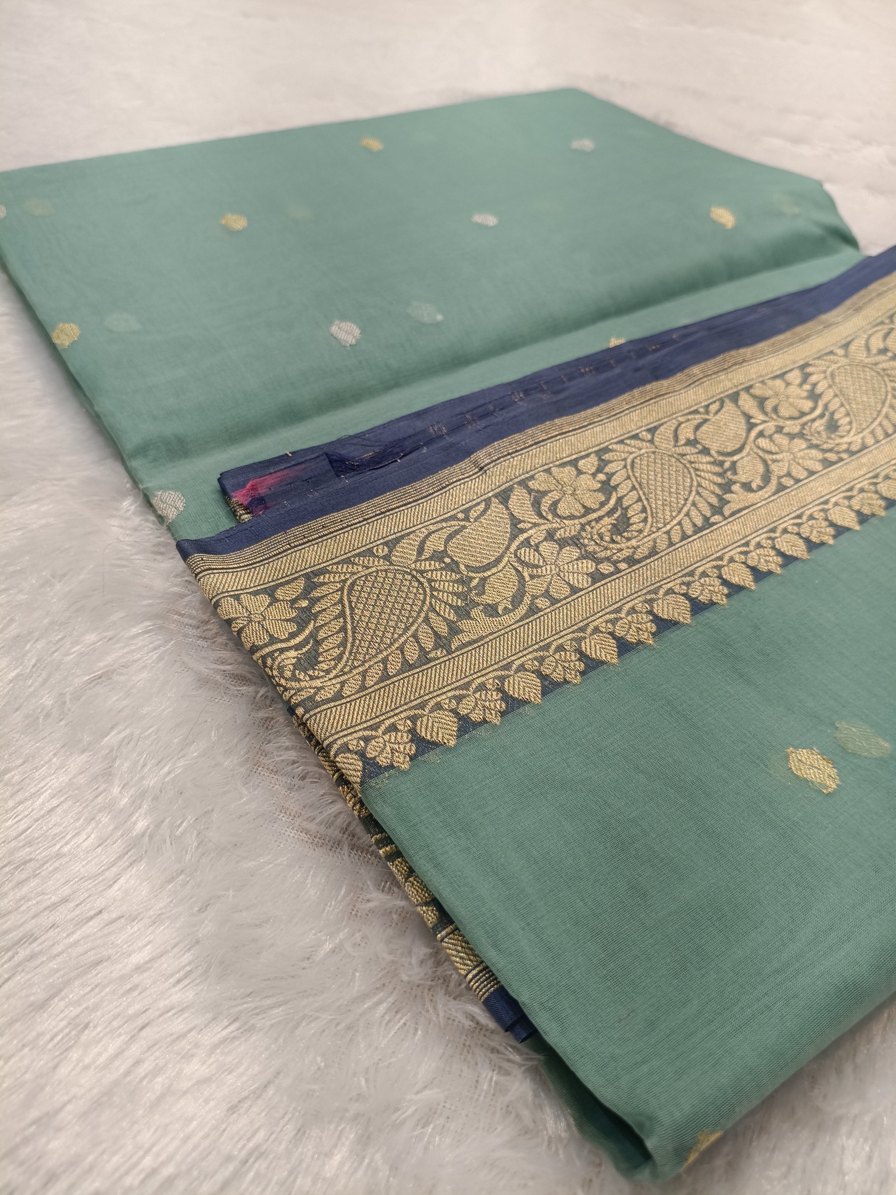 Pure Kora Organza Silk Banarasi Saree with Contrast Floral Border