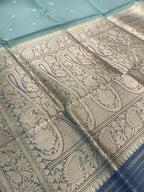 Pure Kora Organza Silk Banarasi Saree with Contrast Floral Border