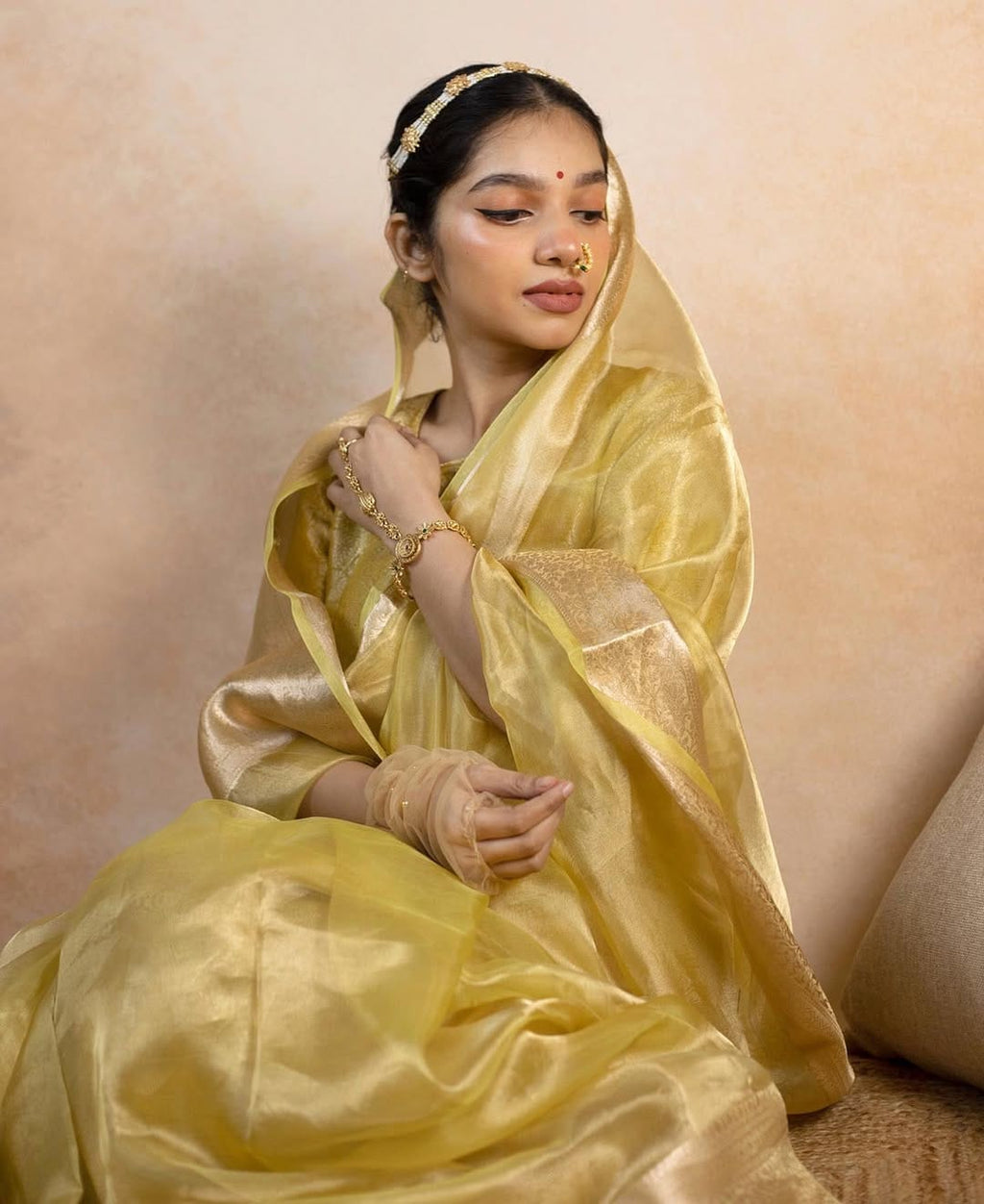 Gold Shade Reshmi Tissue Silk Banarasi