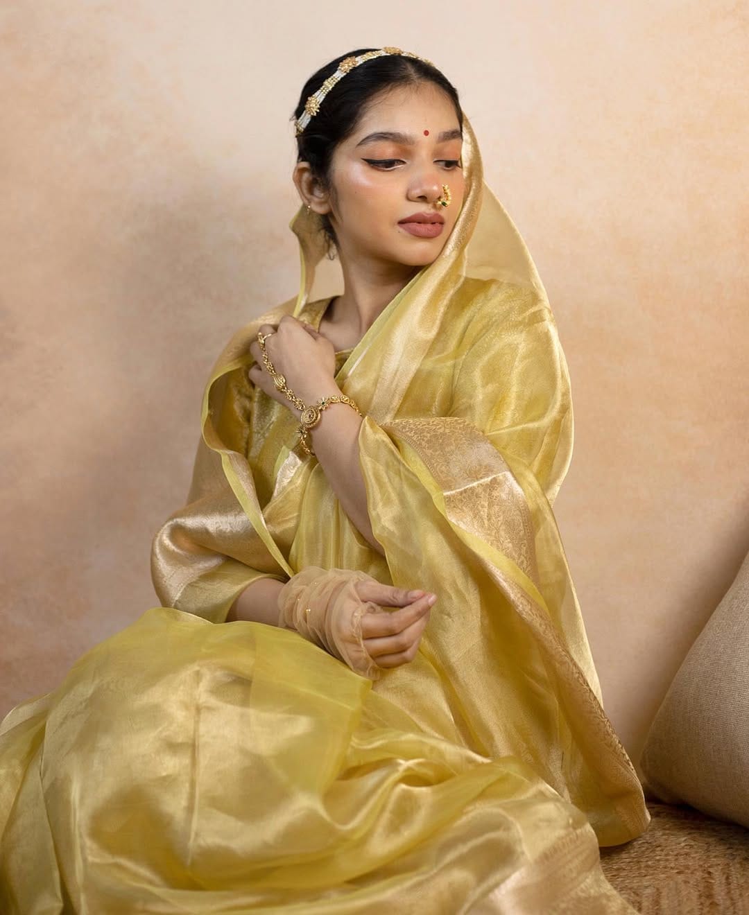 Gold Shade Reshmi Tissue Silk Banarasi