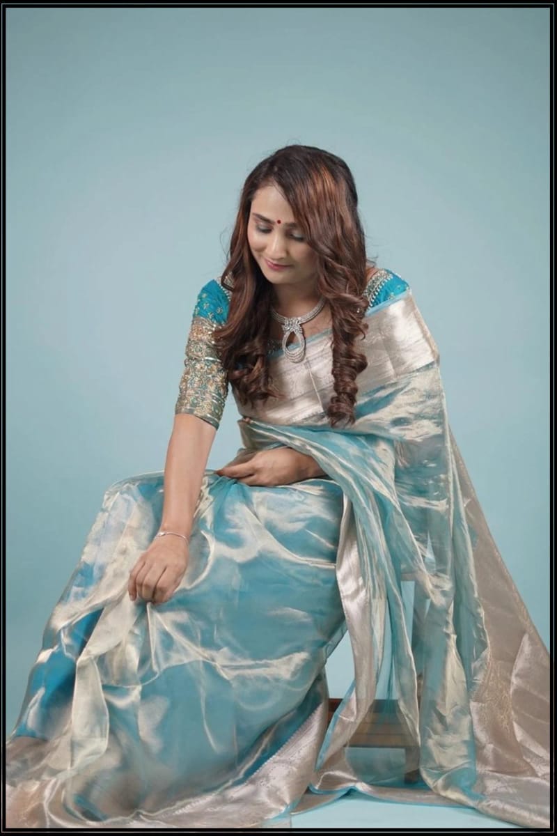 Firozi Blue Shade Reshmi Tissue Silk Banarasi