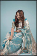 Firozi Blue Shade Reshmi Tissue Silk Banarasi