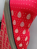 Cherry Red Shade Handwoven Khaddi Chiffon Georgette Suit Set