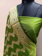 Mehendi Green Shade Pure Banarasi Silk Suit Set