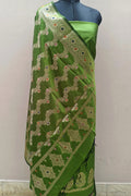 Mehendi Green Shade Pure Banarasi Silk Suit Set