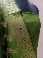 Mehendi Green Shade Pure Banarasi Silk Suit Set