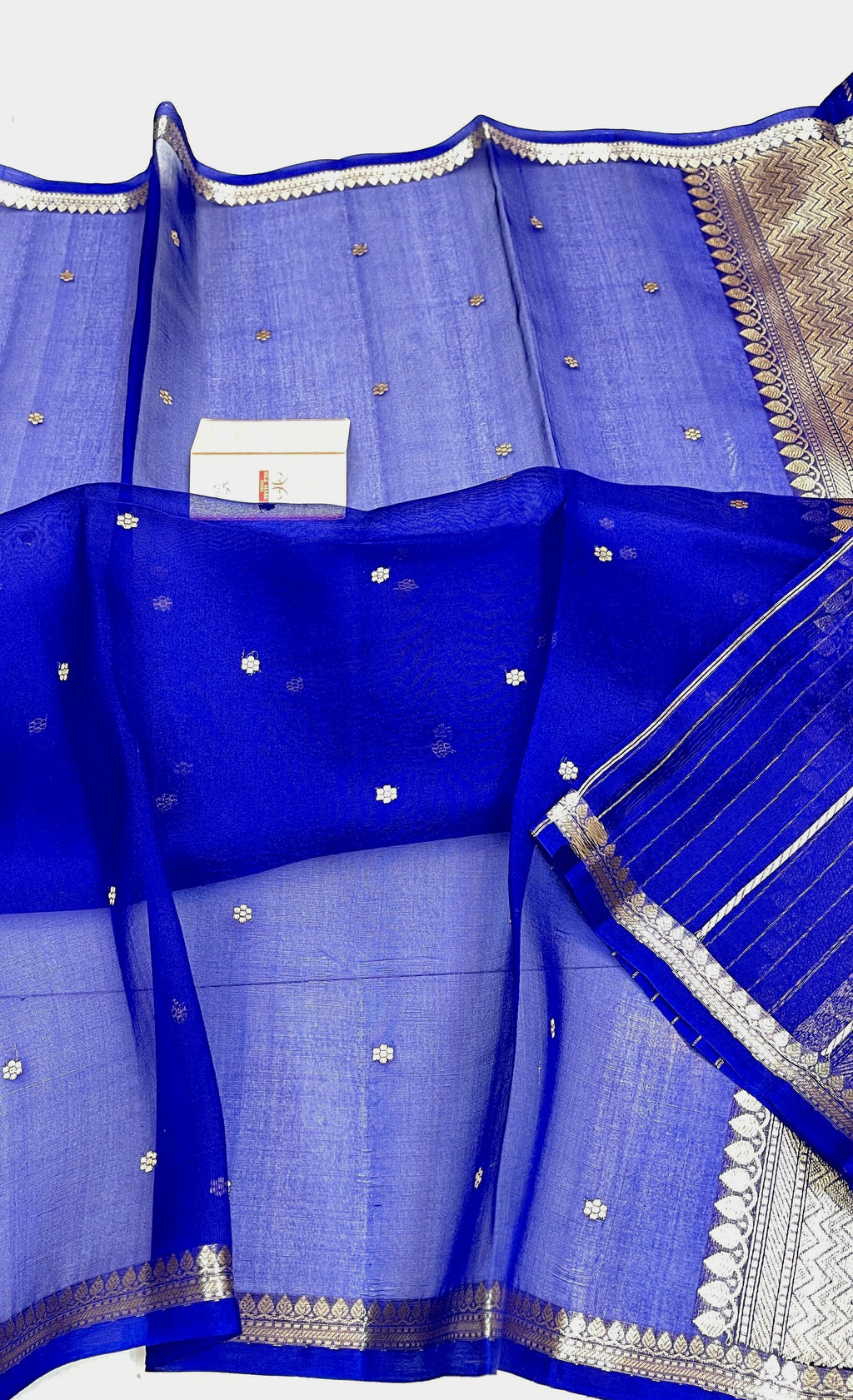 Royal Blue Shade Handwoven Pure Reshmi Kora Organza Silk
