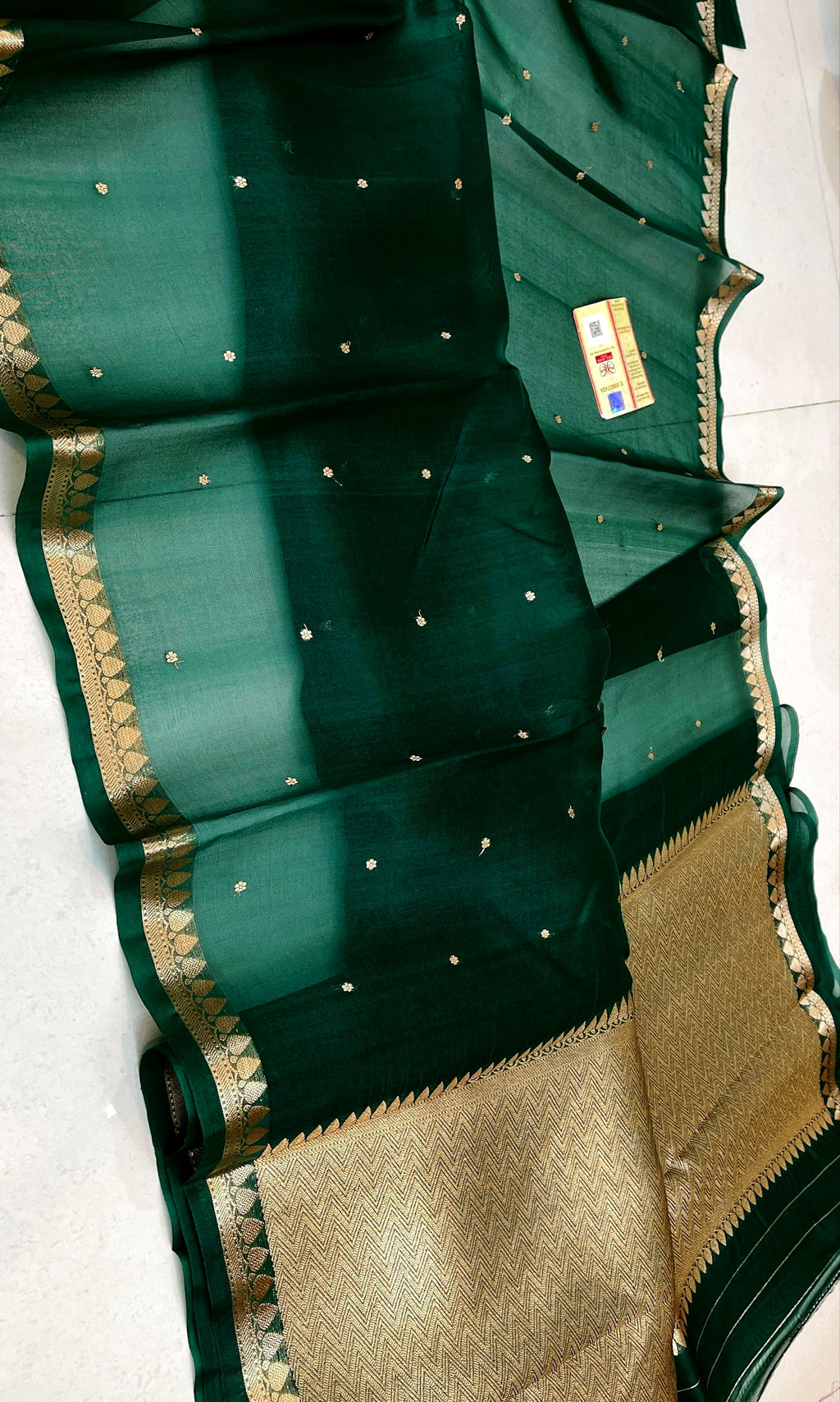Forest Green Shade Handwoven Reshmi Kora Organza Silk