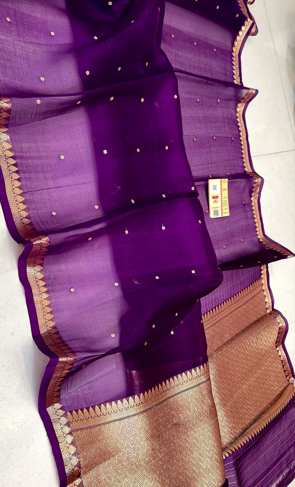 Deep Purple Shade Handwoven Pure Reshmi Kora Organza Silk