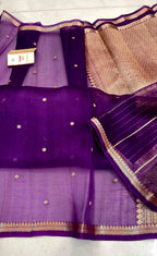 Deep Purple Shade Handwoven Pure Reshmi Kora Organza Silk