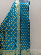 Teal Green Shade Banarasi Silk Temple Ghat Style Suit Set