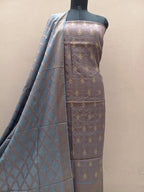 Ash Grey Shade Pure Khimkhaab Jamdani Suit Set