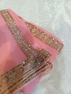 Baby Pink Shade Khaddi Chiffon Zardozi Lace Banarasi